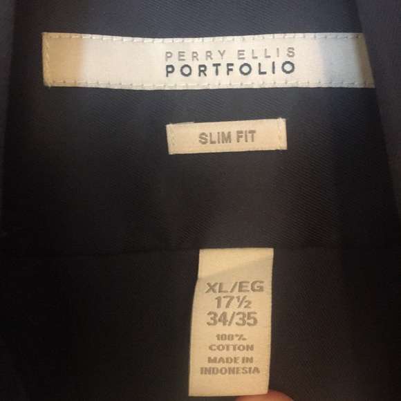 Perry Ellis Navy Dress Shirt [Slim Fit] - Picture 2 of 3